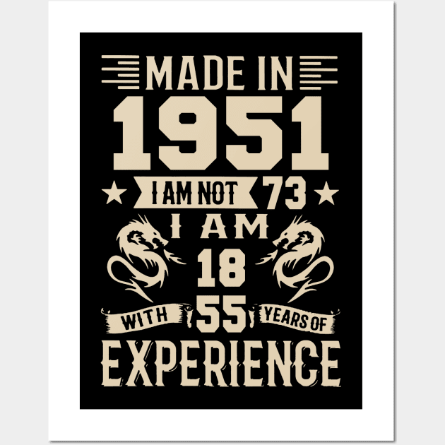 Made In 1951 I Am Not 73 I Am 18 With 55 Years Of Experience Wall Art by Happy Solstice